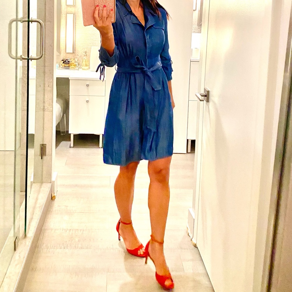 BANANA REPUBLIC Trench Coat Style Dress Chambray